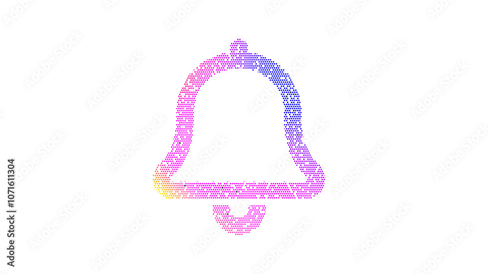 Obraz premium Icon bell is made up of LED square shapes. There are bright diodes and there are black dead diodes