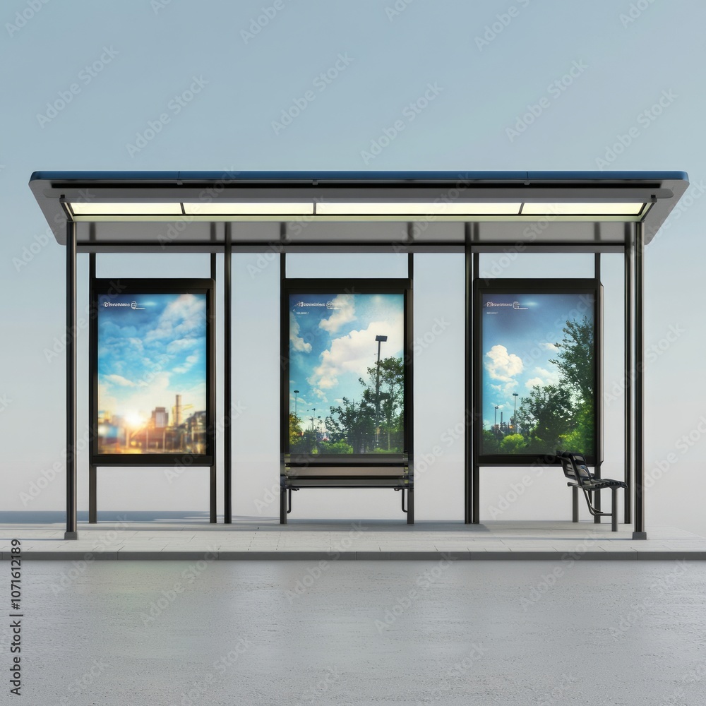 realistic high quality The bus stop shelters realistic high quality The bus stop shelters