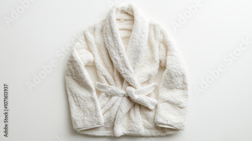 Creamy Soft Robe: Luxurious comfort meets effortless style. This off-white bathrobe exudes warmth and relaxation. Perfect for those cozy evenings or spa days. photo