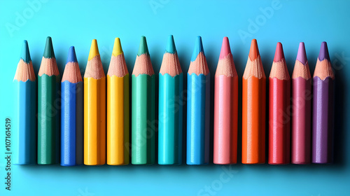 Colorful Pencils in a Row -...