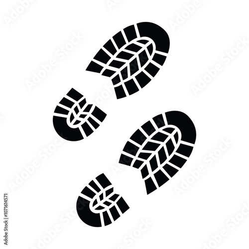 Vector Illustration Sign .Track.  shoe vector trail . footprint . track   background . black transparent sign .