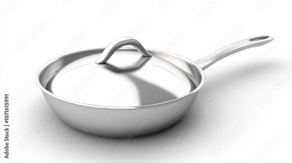 A frying pan with lid on a clean white background A frying pan with lid on a clean white background