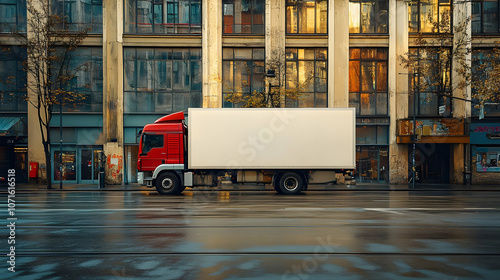 Red Truck With White Box on...