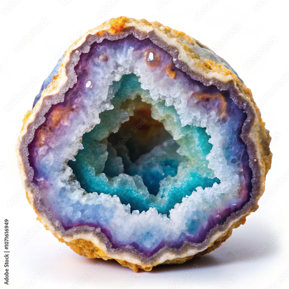 Fototapeta premium blue and red. food, agate, isolated, white, mineral, stone, dessert, sweet, geode, rock, crystal, quartz, gem, geology, cake, slice, pastry, blue, snack, gemstone, cream, delicious, chalcedony, fresh,