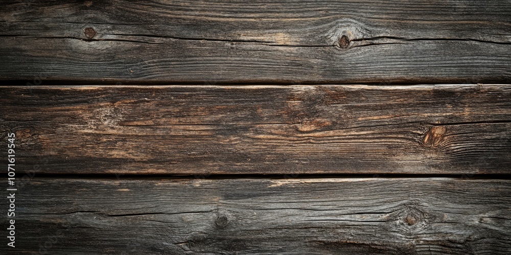 Obraz premium Aged wooden surface or wall display featuring a rustic vintage look showcasing a timeworn brown timber backdrop. This texture highlights its rustic, vintage quality.