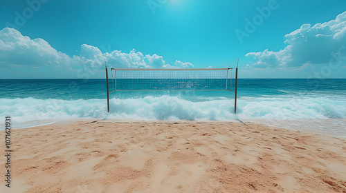 Beach Volleyball Net with O...