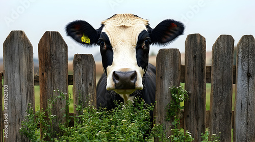 Black and White Cow Looking...