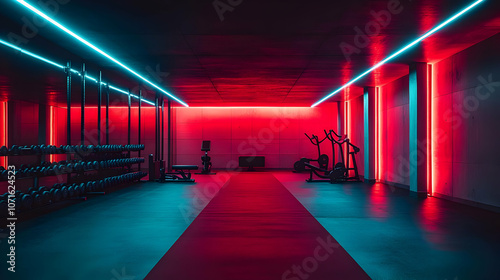 Neon Gym Interior - Red and...