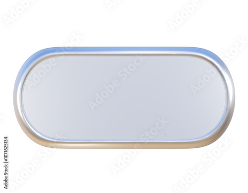 Blank silver button 3d on png transparent background.