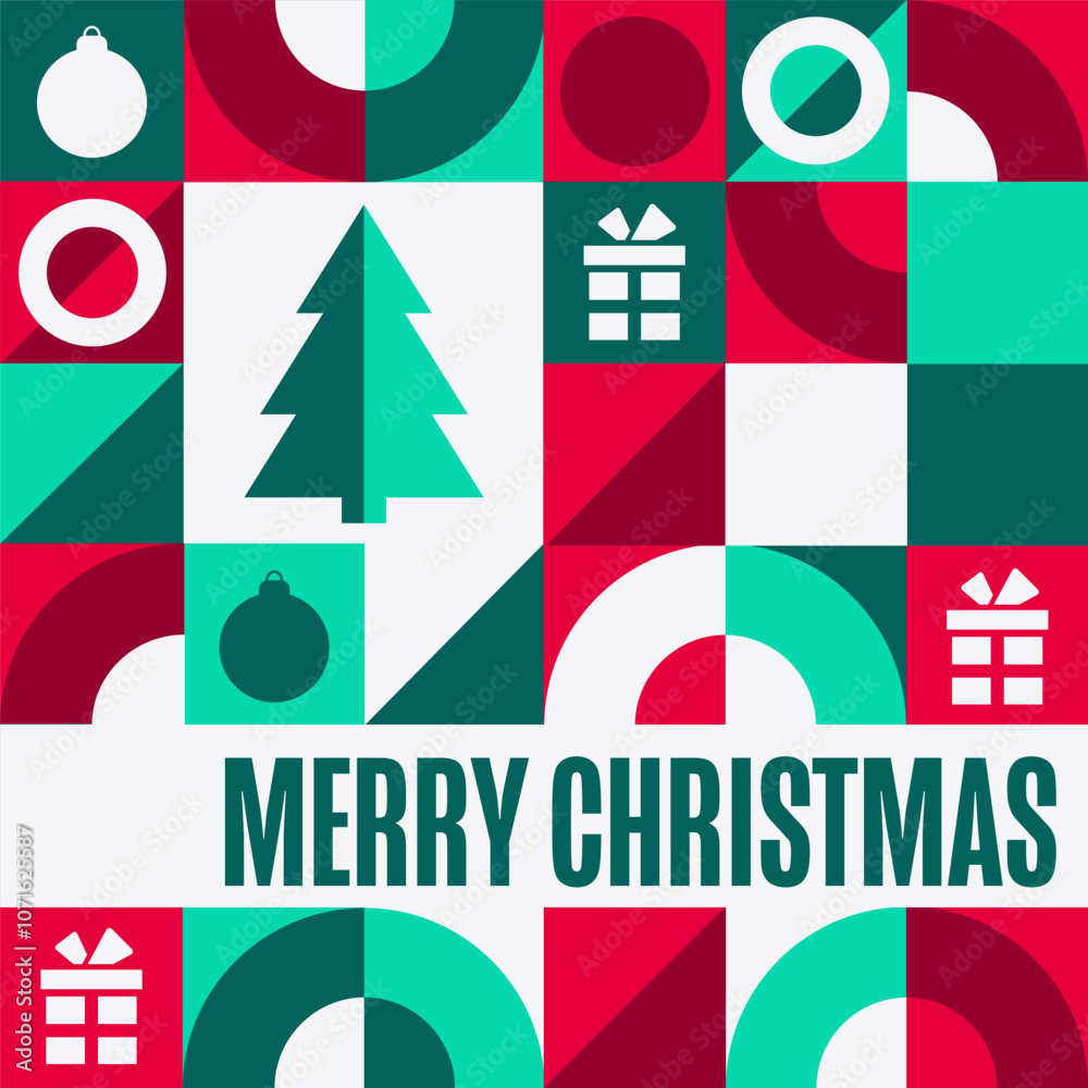 Obraz premium Merry Christmas and Happy New Year. Holiday concept. Template for background, banner, card, poster with text. Vector EPS10 illustration.
