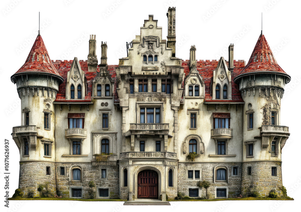 Fototapeta premium PNG Real Art nouveau castle architecture building fortress.