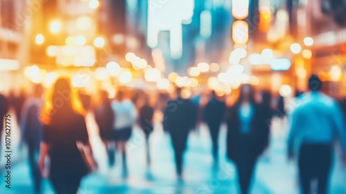 Wallpaper Mural Blurred view busy city street night filled people business crowd Torontodigital.ca