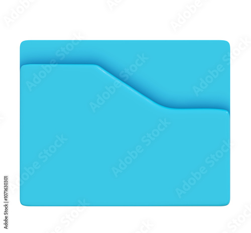 Blue folder icon 3d on png transparent background.
