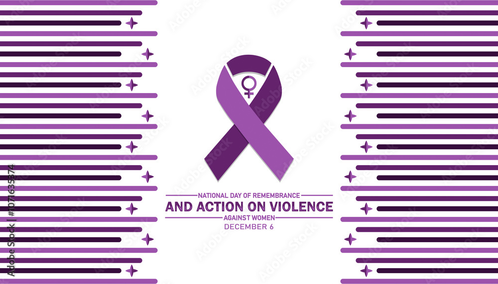 Obraz premium National Day Of Remembrance And Action On Violence Against Women Modern illustration. December 6. Suitable for greeting card, poster and banner.