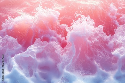 Pink and white ocean waves with a pink background photo