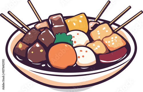 Cartoon delicious oden illustration material	