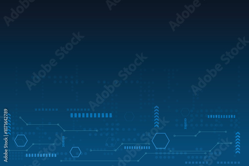 Light Blue technology background with science element and free space for design. Gradient blue template with shape object.