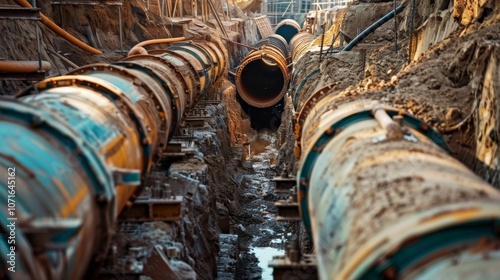 Wallpaper Mural A maze of underground tunnels and pipelines taking shape a crucial element of the construction sites infrastructure. Torontodigital.ca