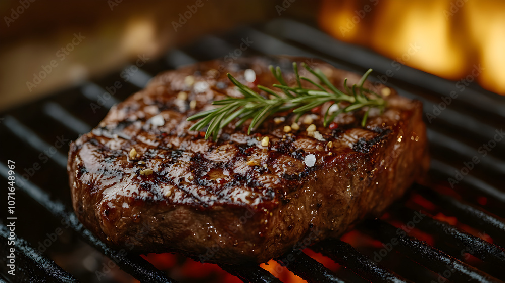 Grill a perfectly seared steak with aromatic rosemary and spices