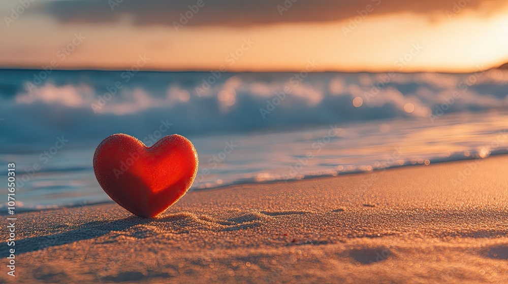 Fototapeta premium Heart Shape on the Beach at Sunset