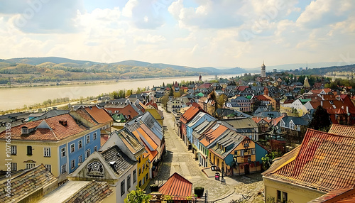 The Historical Village of Szentendre Featuring Cobblestone Streets, Colorful Houses, and Views