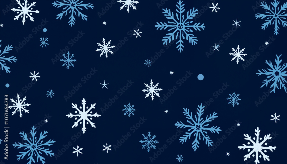 Blue Snowflakes on Dark Blue Background Blue Snowflakes on Dark Blue Background