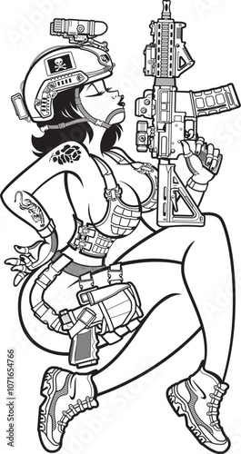 Military special forces pin-up style girl