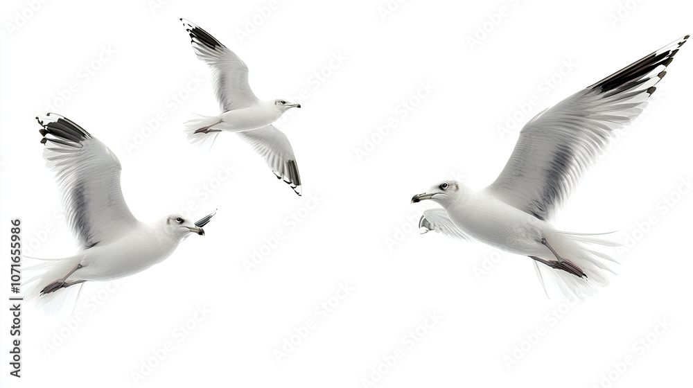 Fototapeta premium A group of doves flying in the sky isolated on transparent or white background