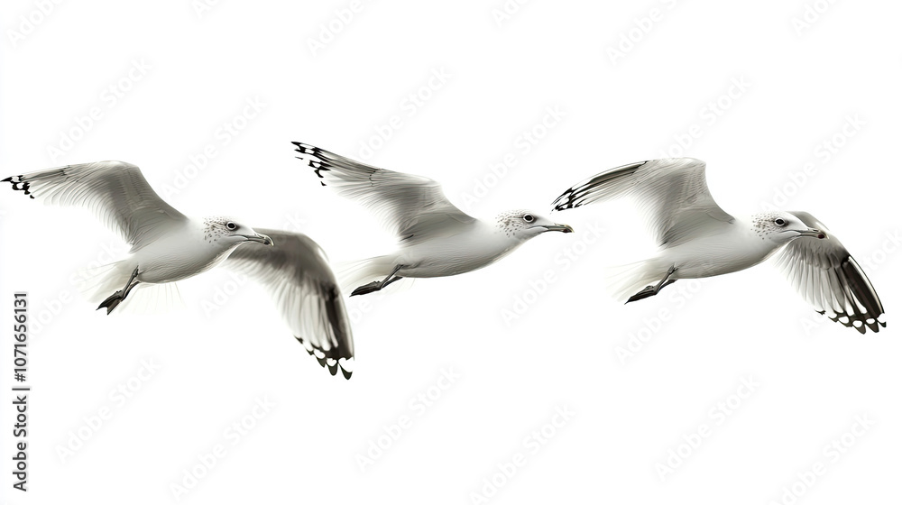 Obraz premium A group of doves flying in the sky isolated on transparent or white background