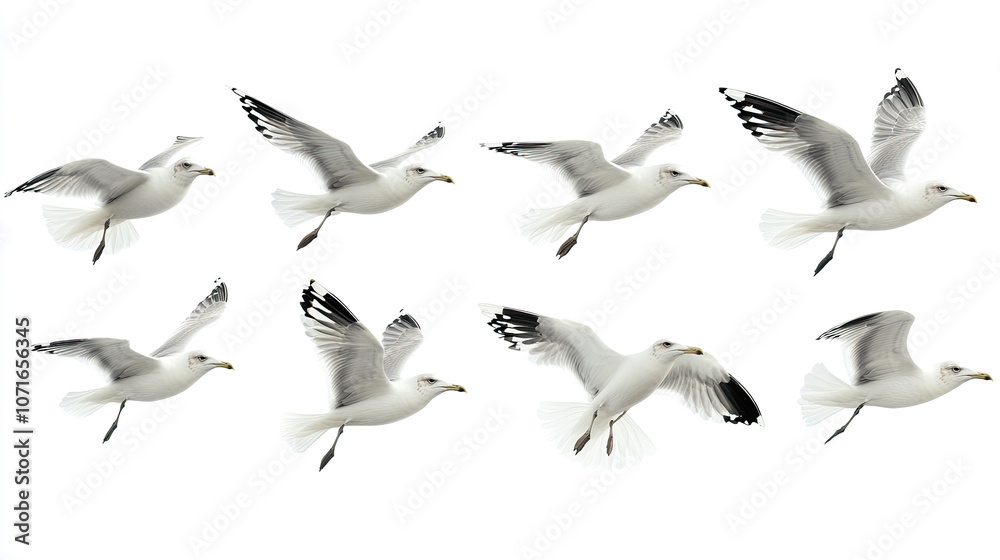 Fototapeta premium A group of doves flying in the sky isolated on transparent or white background