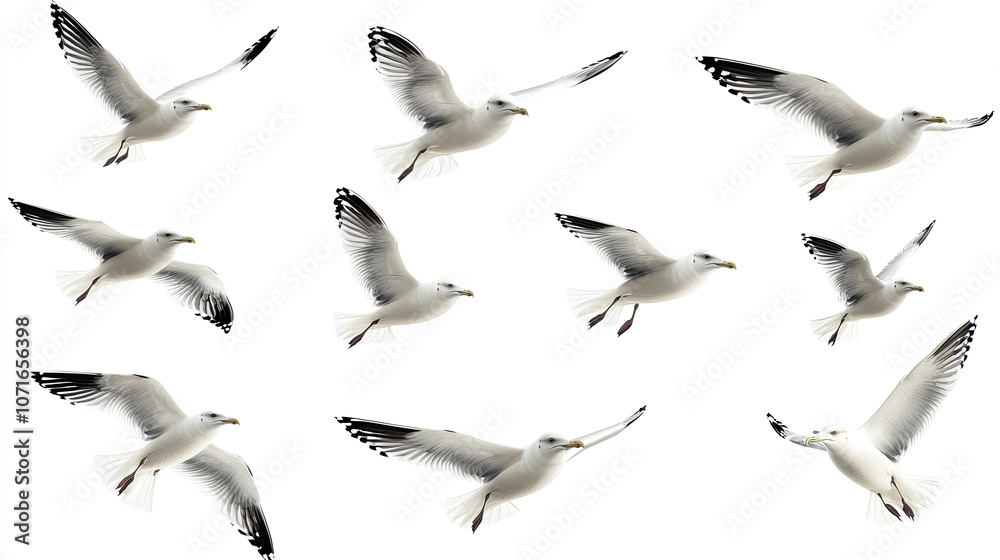 Fototapeta premium A group of doves flying in the sky isolated on transparent or white background