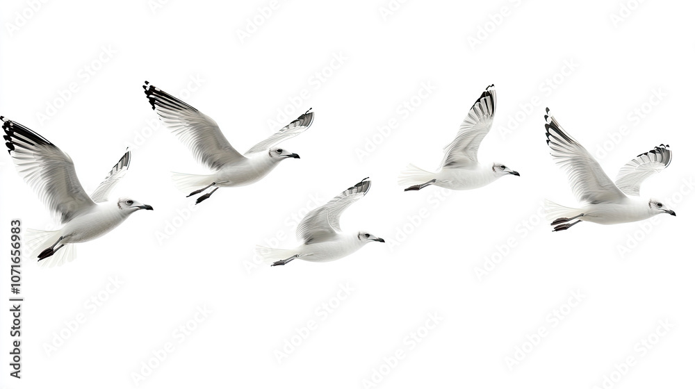 Fototapeta premium A group of doves flying in the sky isolated on transparent or white background