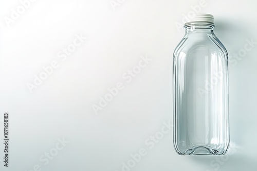 Clear empty bottle on white background with ample space photo