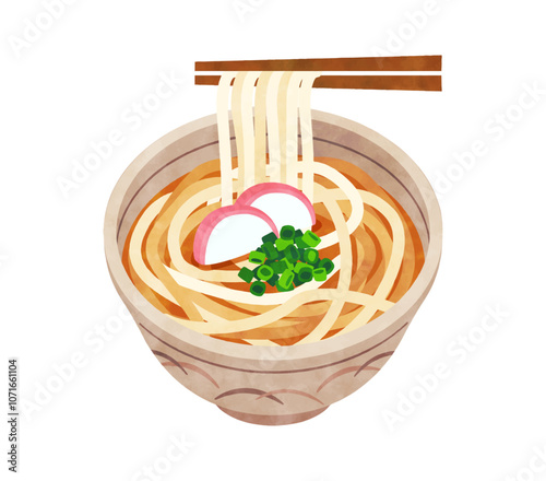 かけうどん　お箸と麺