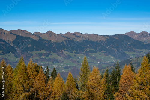 Panoramic view to the City of Bludenz and Walgau valley, Vorarlberg, Austria, Europe