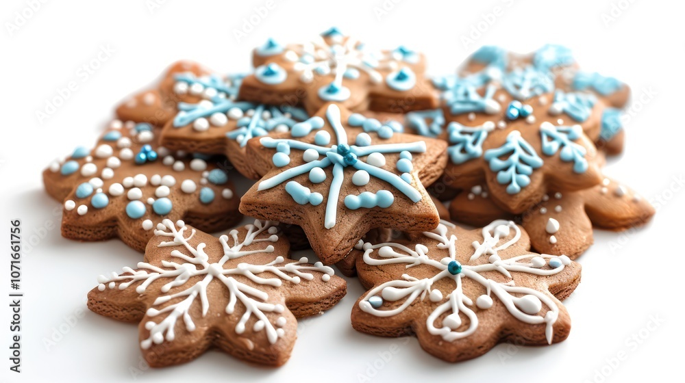 Christmas cookies decorated with icing, isolated on white Christmas cookies decorated with icing, isolated on white