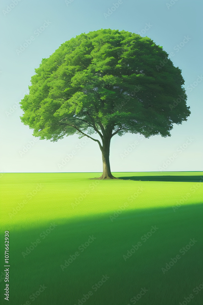 Obraz premium Tree on vest green field