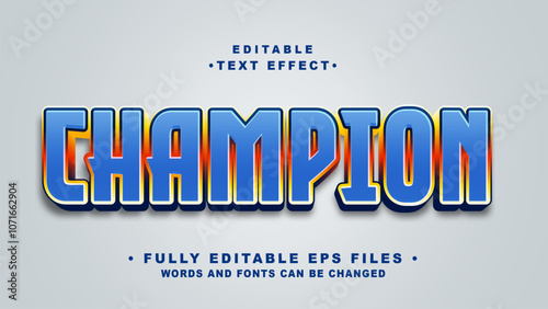 editable 3d champion bold text effect.typhography logo