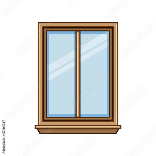 transom window frame cartoon. casement jamb, muntin pane, vinyl wood transom window frame sign. isolated symbol vector illustration
