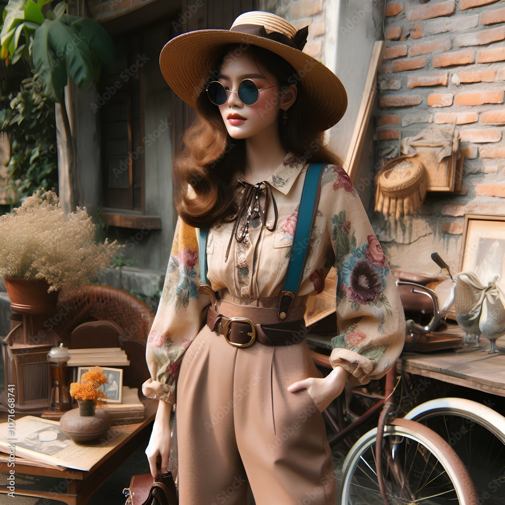 custom made wallpaper toronto digitalportrait of a woman in a cowboy hat