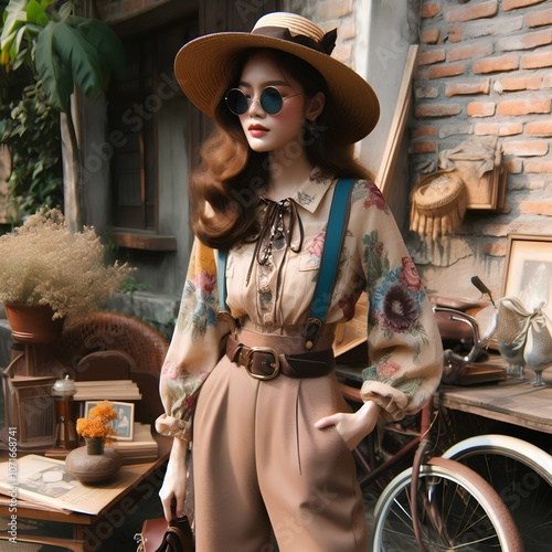 Wallpaper Mural portrait of a woman in a cowboy hat Torontodigital.ca