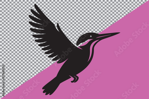 A black silhouette of an Kingfisher photo