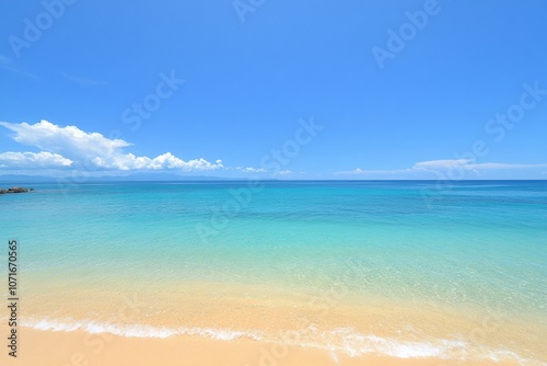 Vibrant clear blue sky with fluffy white clouds, perfect sunny day, ideal for outdoor adventures relaxation.