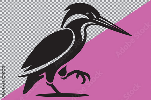 A black silhouette of an Kingfisher photo