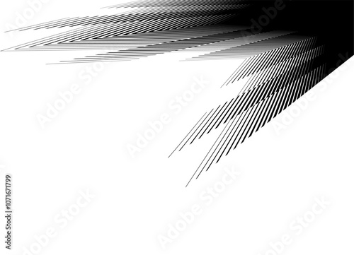 Rays Striped vector background with black lines on a white background. Modern futuristic pattern. Corner Background for covers, packaging, advertising. Wallpaper.