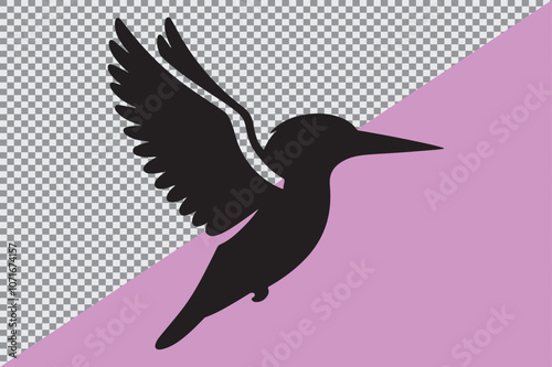 A black silhouette of an Kingfisher photo