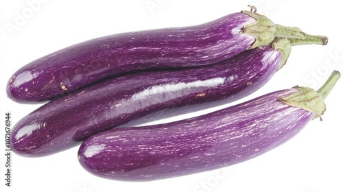 Wallpaper Mural Smooth purple eggplant with shiny skin, isolated on white, ideal for culinary themes Torontodigital.ca