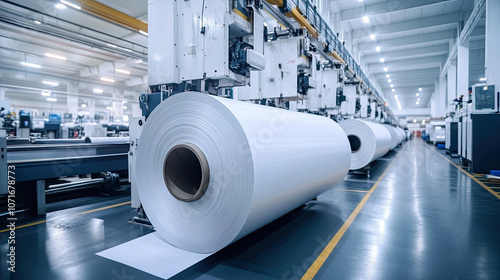 White roll paper produced in the workshop of a large paper mill