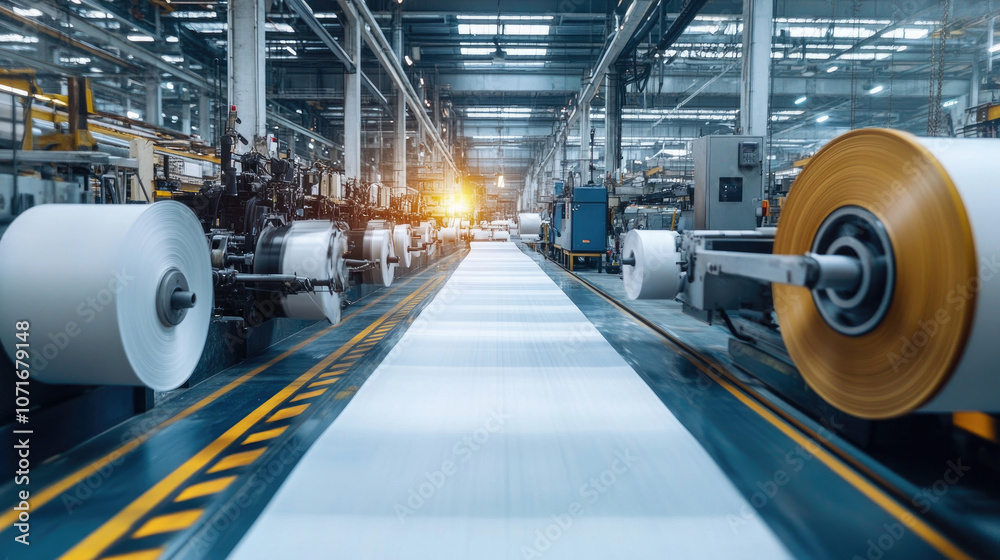 White roll paper produced in the workshop of a large paper mill White roll paper produced in the workshop of a large paper mill