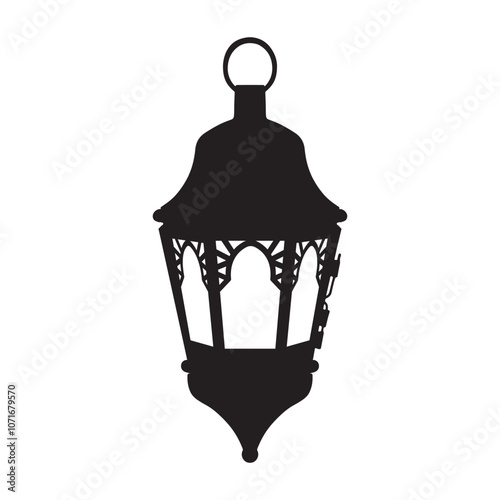 Moroccan Ramadan Lantern Silhouette Vector Illustration photo